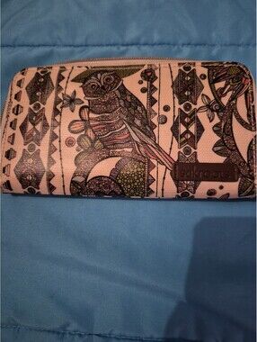 Sakroots Wallet Owl Design Boho Multicolored Clutch Zip Around
